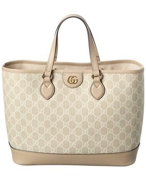 Gucci Ophidia Small GG Supreme Canvas & Leather Tote - Natural