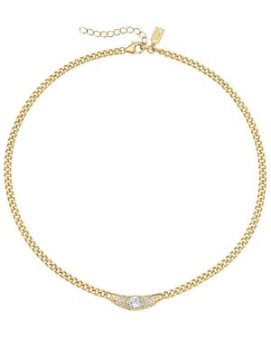 Electric Picks East 14K Plated Cz Collar Necklace - Metallic