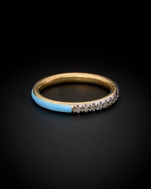 Italian Gold Over Silver 18K 0.12 Ct. Tw. Diamond Half-Eternity Ring - Black