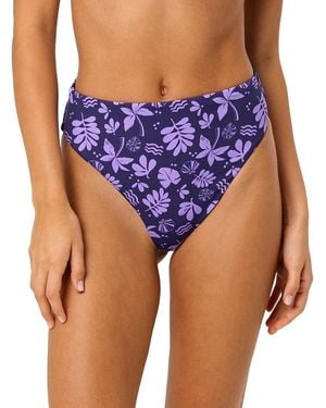 La Porte Monica High-Waisted Cheeky Bikini Bottom - Blue