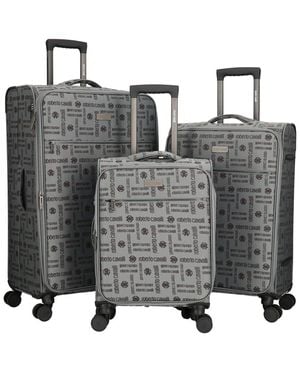 Roberto Cavalli Softside Jacquard Collection 3Pc Expandable Luggage Set - Black