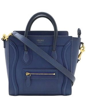 Celine Luggage Nano Shopper Handbag (authentic Pre-loved) - Blue