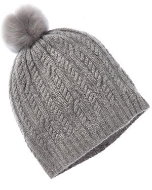 Sofiacashmere Sofiacashmere Pom Cashmere Cable Knit Hat - Gray