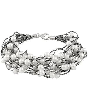 Splendid Rhodium Plated Silver 6-7mm Freshwater Pearl Bracelet - White