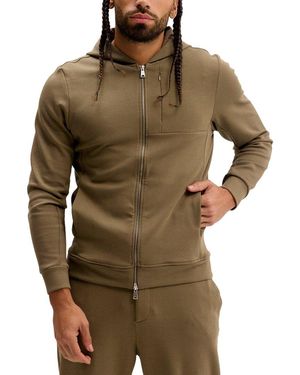 Ron Tomson Hooded Double Zipper Jacket - Brown