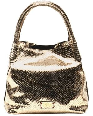 Frances Valentine Teeny Sweet Pea Metallic Snake-Embossed Leather Tote