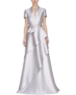 Reem Acra Ruffle Skirt Kaftan - White