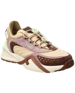 Fendi Flow Mesh & Leather Trainer - Pink