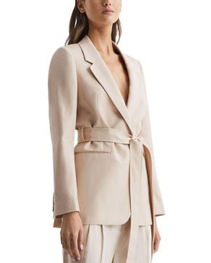 Reiss Lylah Wool-Blend Blazer - Natural