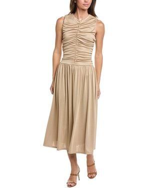 Kenneth Cole Drawstring A-Line Midi Dress - Natural