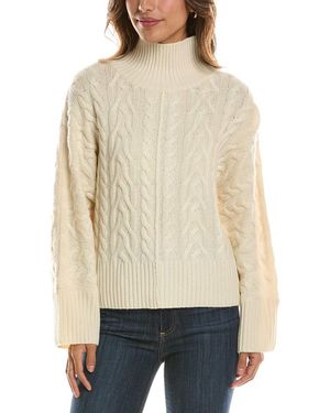 Forte Luxe Cable Mock Neck 100% Cashmere Pullover - Natural