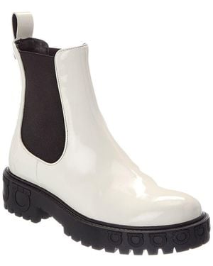 Ferragamo Varsi Patent Boot - White