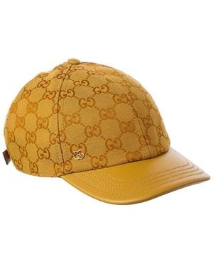 Gucci Gg Canvas & Leather Baseball Cap - Natural