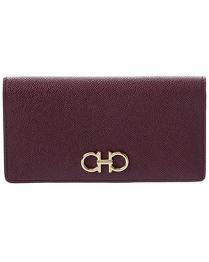 Ferragamo Gancini Leather Continental Wallet - Purple