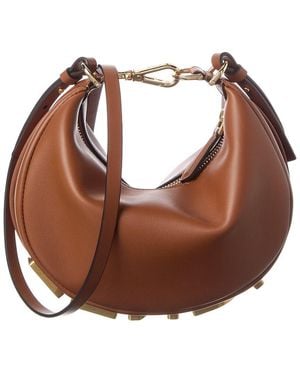 Fendi Graphy Mini Leather Hobo Bag - Brown