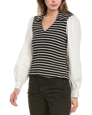 Design History Striped Combo Top - Black