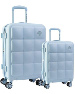 Joan & David Max Studio The Square Embossed Abs 2pc Hard-sided Luggage Set - Blue