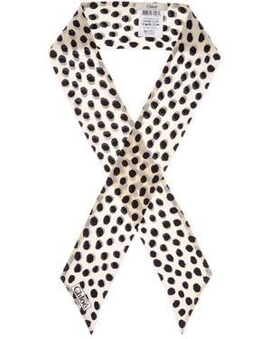 Chloé Logo Silk Scarf - White