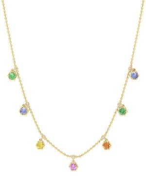 Effy Fine Jewelry 14k 2.14 Ct. Tw. Diamond & Multi Sapphire, Tsavorite Necklace - Metallic