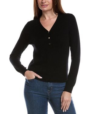 Bruno Magli Wool & Cashmere-Blend V-Neck Henley Sweater - Black