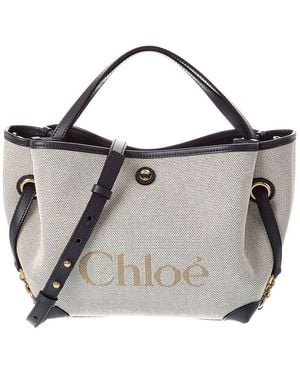 Chloé Clover Double Carry Small Canvas & Leather Tote - Metallic