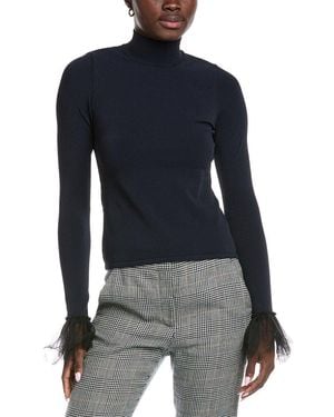 Autumn Cashmere Tulle Ruffle Cuffs Sweater - Blue