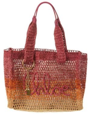 Chloé East-west Raffia Tote - Red