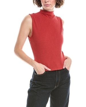 Bella Dahl Ribbed Mock Neck Top - Red
