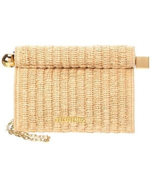 Jacquemus Rond Small Straw & Leather Clutch - Natural