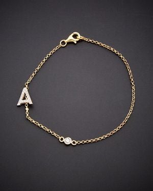 Italian Gold Over Silver 18k 0.20 Ct. Tw. Diamond Initial Bracelet (a-z) - Blue