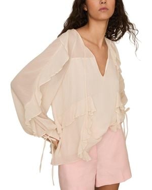 Reiss Zaria Ruffle Top - Natural