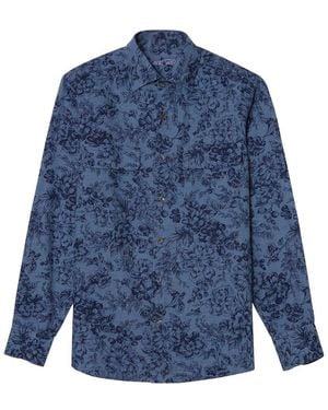 Robert Talbott Morgan Floral Print Brushed Shirt - Blue