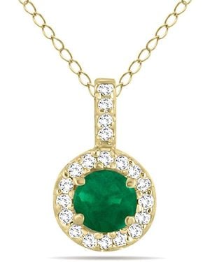 Gem Spark 14k 0.55 Ct. Tw. Diamond & Emerald Necklace - Metallic
