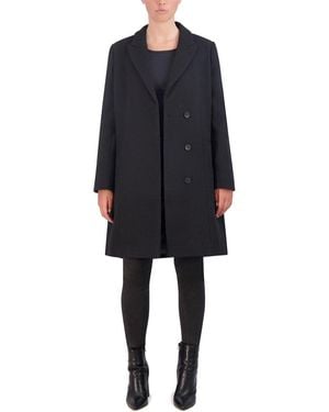 Cole Haan Asymmetric Wool-Blend Peak Lapel Coat - Black