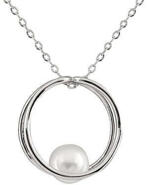Splendid Silver 7-8mm Freshwater Pearl Pendant Necklace - Metallic