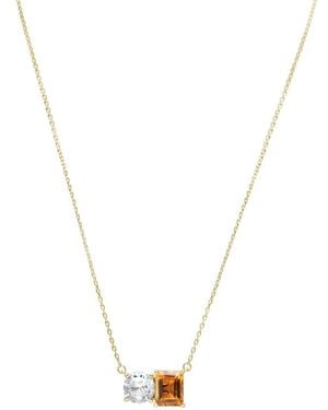 Suzy Levian Gold Over Silver 5.00 Ct. Tw. Gemstone Toi Et Moi Necklace - Metallic