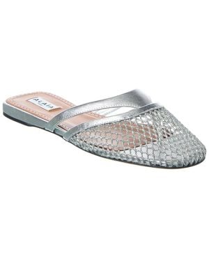 Alaïa Infradito Fishnet Mesh & Leather Mule - White