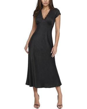 Bebe Crushed Satin Short Sleeve Maxi Dress - Black