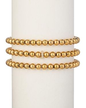 Eye Candy LA Luxe Collection Titanium Cz 3pc Initial Stretch Bracelet Set (a-z) - Metallic