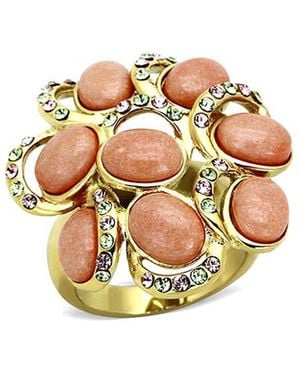 Alamode Jewelry Plated Stainless Steel Ring - White