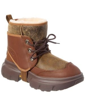 UGG Logo Leather & Suede Boot - Brown