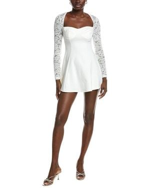 Marion Floral Lace Tube Slit Dress - White