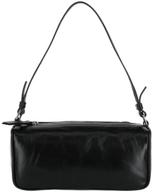 BY FAR Eva Creased Leather Shoulder Bag - Black