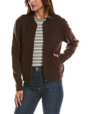 Forte Zip 100% Cashmere Bomber Cardigan - Brown