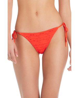 Red Carter Eyelet Tie Side Swim Bottoms - Red