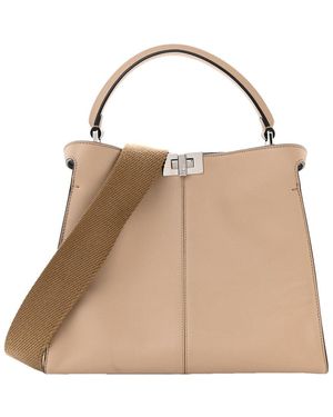 Fendi Leather Medium Peekaboo X-Lite Amido Ciclamino (Authentic Pre- Owned) - Natural