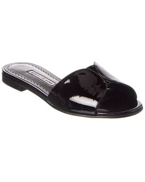 Sandales Manolo Blahnik Titubaflat Jewel En Cuir Noir à Strass - Taille 38, Occasion Excellent état