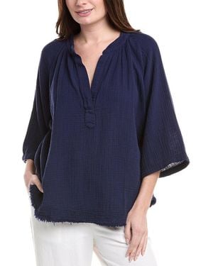9seed Double Gauze Raw Edge Dashiki Top - Blue