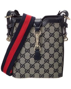 Gucci Original Mini Gg Canvas & Leather Bucket Bag - Grey