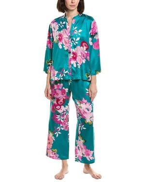 Natori 2pc Empress Printed Satin Pajama Set - Blue